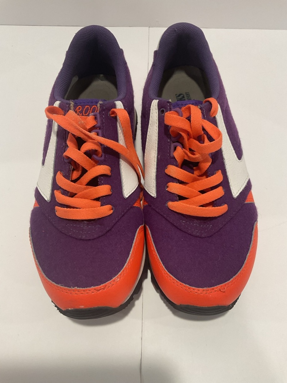 Brooks Heritage Running Shoes Womens 8.5 Purple Orange Suede Sneakers
